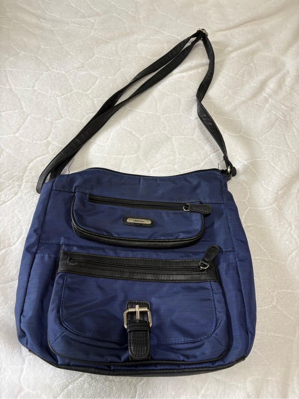 Multisac Navy Crossbody Bag with Multiple Front Pockets